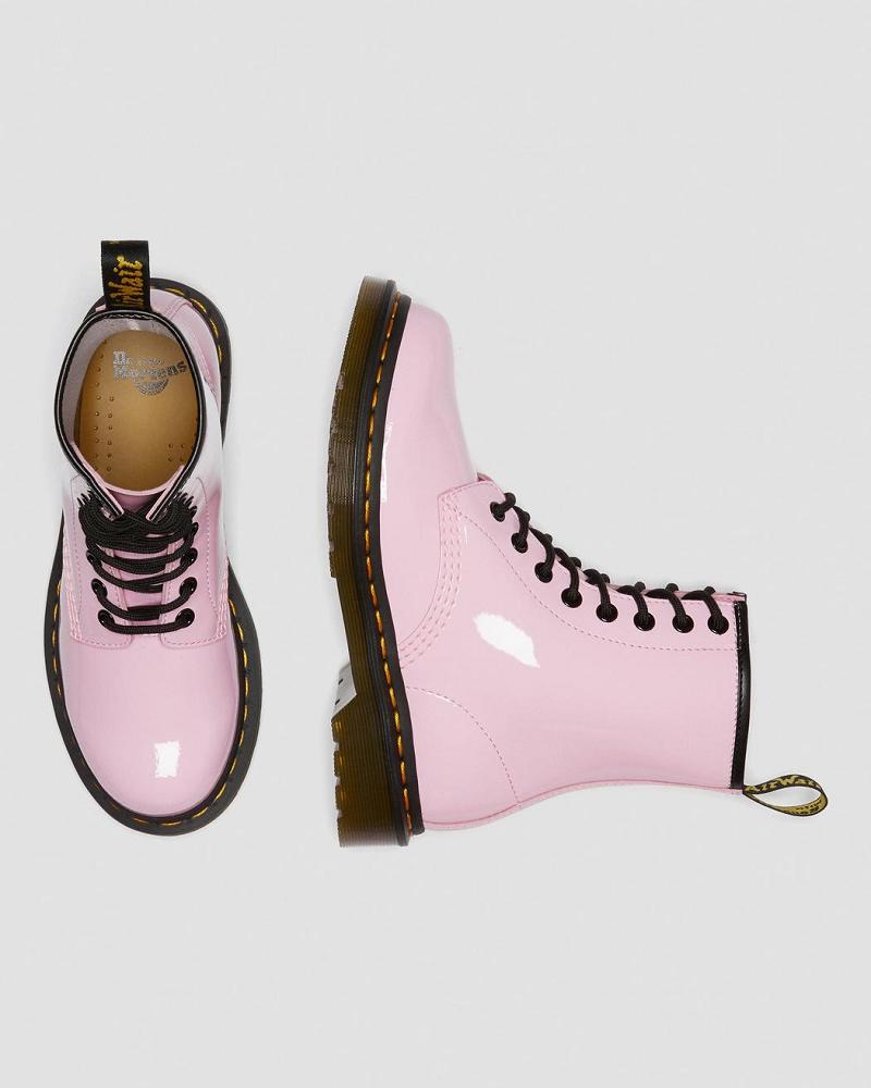 Pink Women's Dr Martens 1460 Patent Leather Lace Up Boots | CA 194QMA